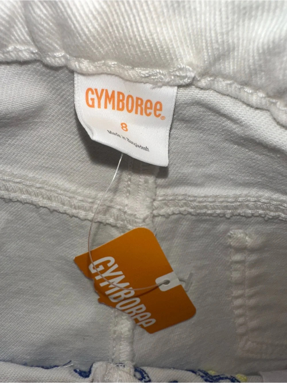 Gymboree White Denim Shorts with Blue and Multicolor Embroidery